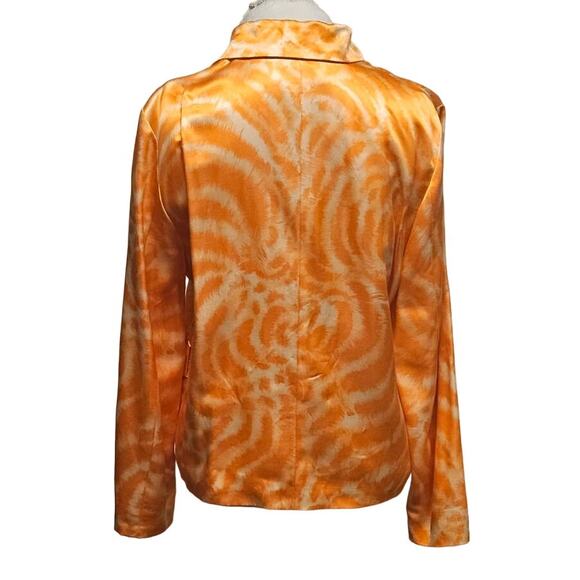 Versace Shacket Orange Cream Slanted Full Zip Jacket Shirt (Missing Belt/Sash) - Picture 3 of 11